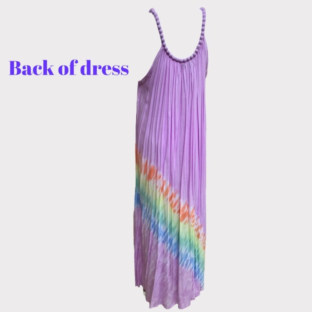 MeliaLei Women's Hawaiian Tie-Dye Maxi Dress Purple OSFA NWT - Picture 4 of 6
